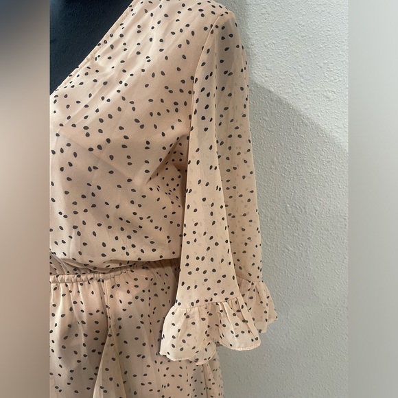 Here Comes the Sun Polka Dot flowy mini semi formal pink Dress- Size L - Picture 3 of 12